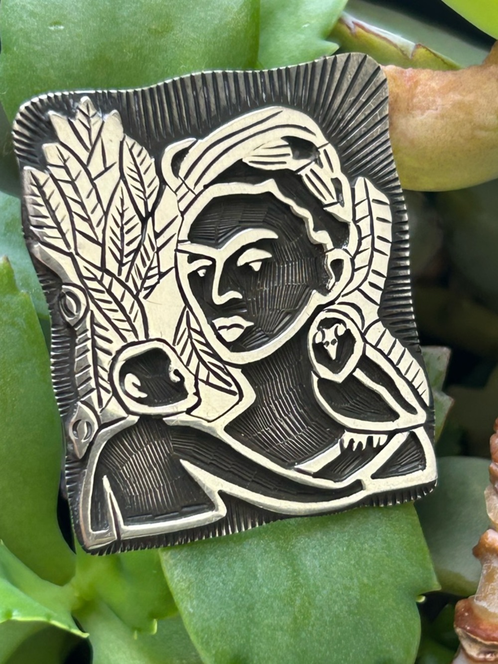 Artisan Maria Belen Sterling Silver Frida Kahlo Pin Pendant Brooch View 5